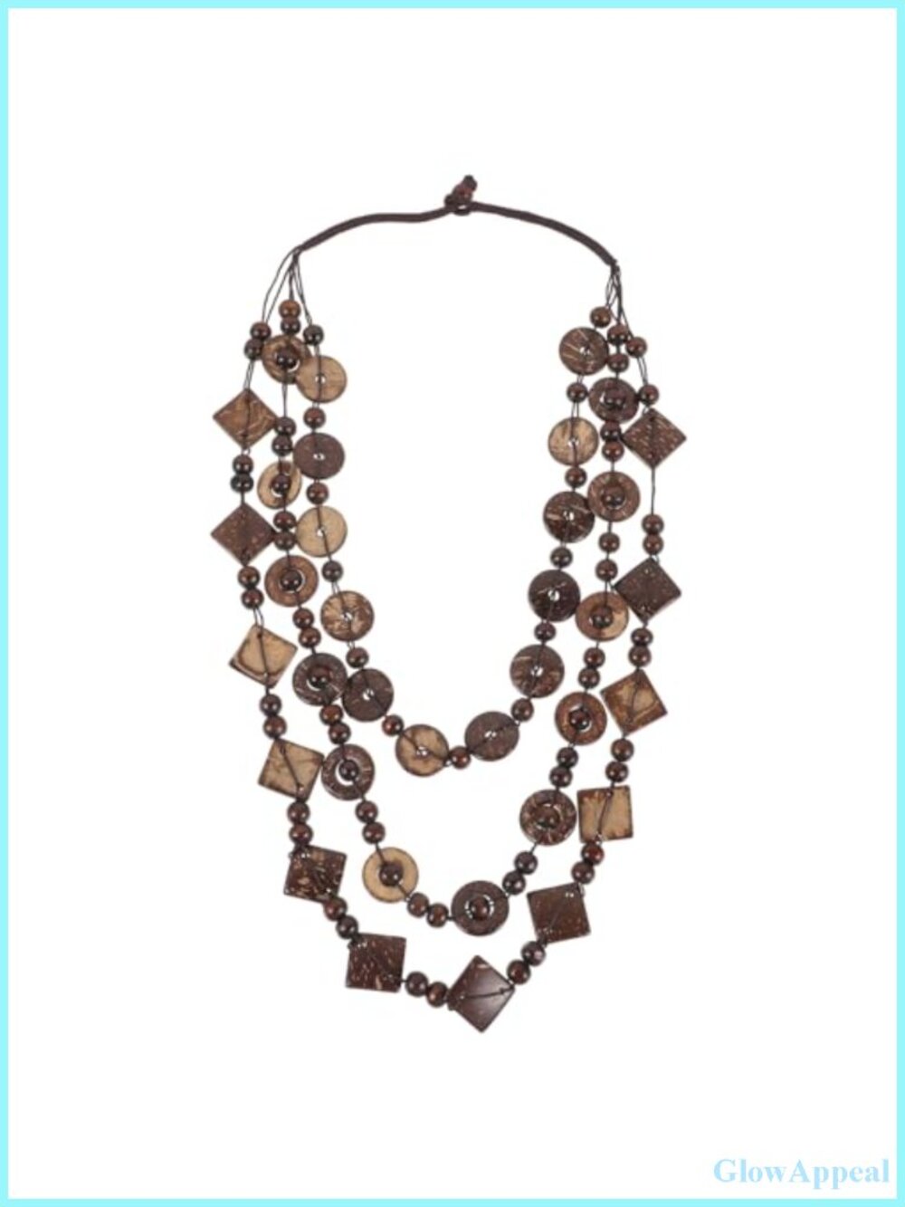 Bohemian Wood Bead Layered Statement Necklace Coconut Shell Women's